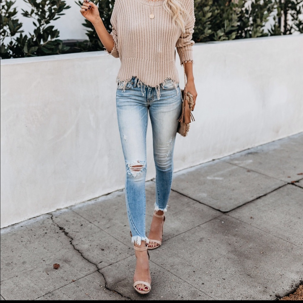 Vici Molly Frayed Ankle Skinny Jeans KanCan